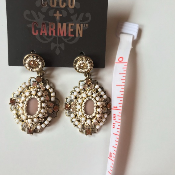 Coco Carmen Women Drop Earrings Gold Clr/Wht Beads - Picture 6 of 8